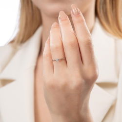 0,10 Karat Tektaş Pırlanta Yüzük - 4