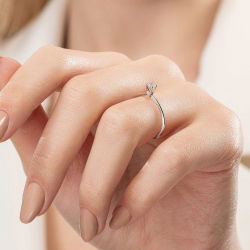 0,10 Karat Tektaş Pırlanta Yüzük - 6