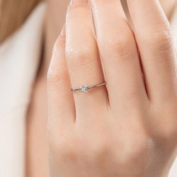 0,10 Karat Tektaş Pırlanta Yüzük - 5