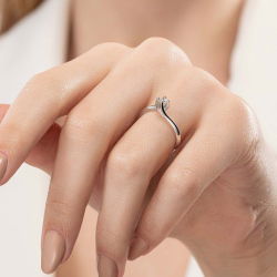 0,10 Karat Tektaş Pırlanta Yüzük - 6