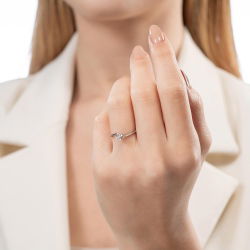 0,10 Karat Tektaş Pırlanta Yüzük - 4