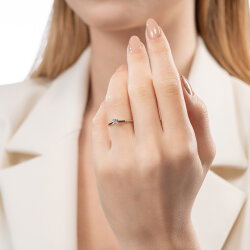 0,10 Karat Tektaş Pırlanta Yüzük - 4