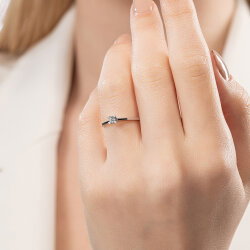 0,10 Karat Tektaş Pırlanta Yüzük - 5