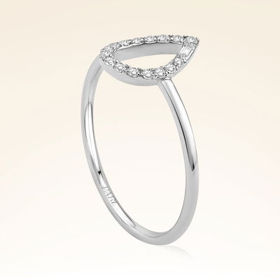 0,11 Karat Pırlanta Taşlı Damla Yüzük - Pare Pırlanta