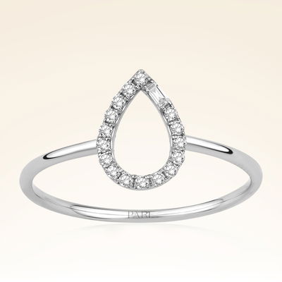 0,11 Karat Pırlanta Taşlı Damla Yüzük - Pare Pırlanta
