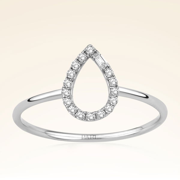 0,11 Karat Pırlanta Taşlı Damla Yüzük - Pare Pırlanta