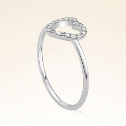 0,11 Karat Pırlanta Taşlı Kalp Yüzük - 2