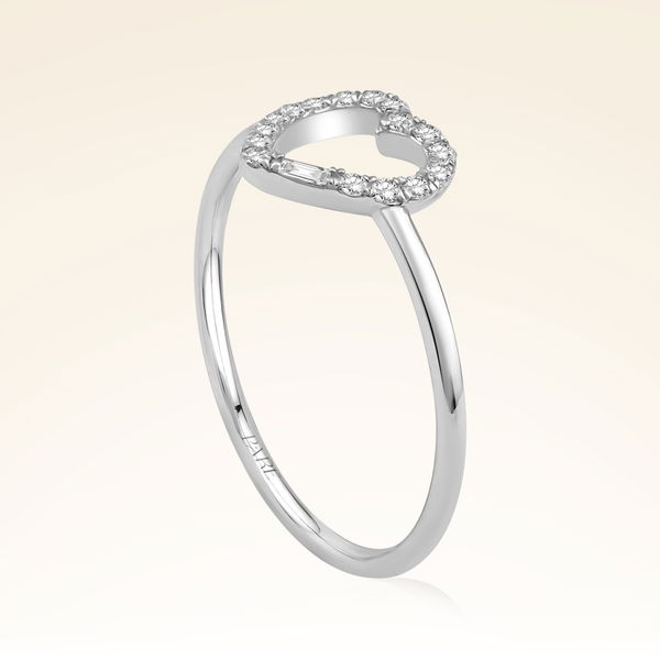 0,11 Karat Pırlanta Taşlı Kalp Yüzük - Pare Pırlanta