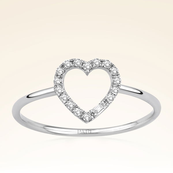 0,11 Karat Pırlanta Taşlı Kalp Yüzük - Pare Pırlanta