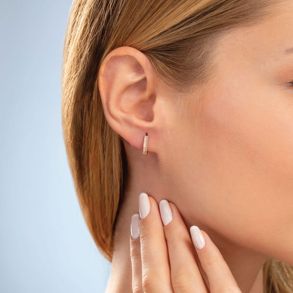 0,11 Karat Pırlantalı Halka Küpe - Pare Pırlanta