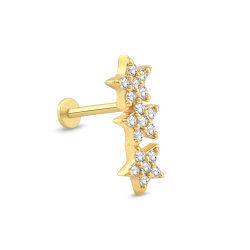 0,11 Karat Pırlanta Taşlı Üç Yıldız Piercing - P0004107 - 2