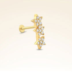 0,11 Karat Pırlanta Taşlı Üç Yıldız Piercing - 2