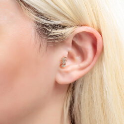 0,11 Karat Pırlanta Taşlı Üç Yıldız Piercing - 3