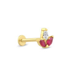 0,11 Karat Pırlantalı Yakut Piercing - P0004103 - 2