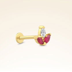 0,11 Karat Pırlantalı Yakut Piercing - 2
