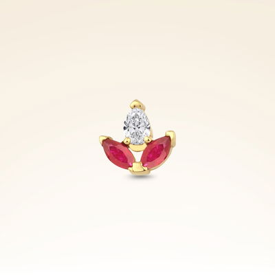 0,11 Karat Pırlantalı Yakut Piercing - Pare Pırlanta