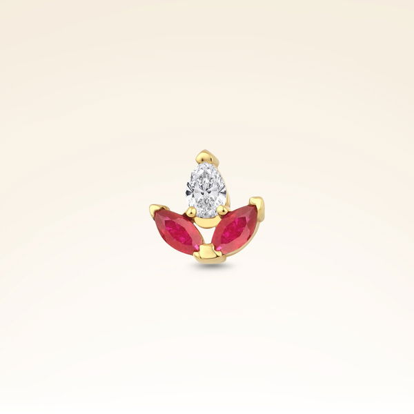 0,11 Karat Pırlantalı Yakut Piercing - Pare Pırlanta