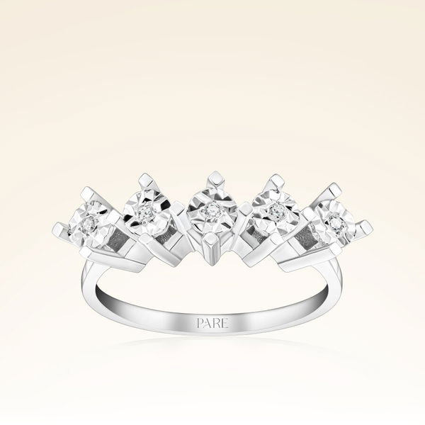 0,12 Karat Efektli Beştaş Pırlanta Yüzük - Pare Pırlanta