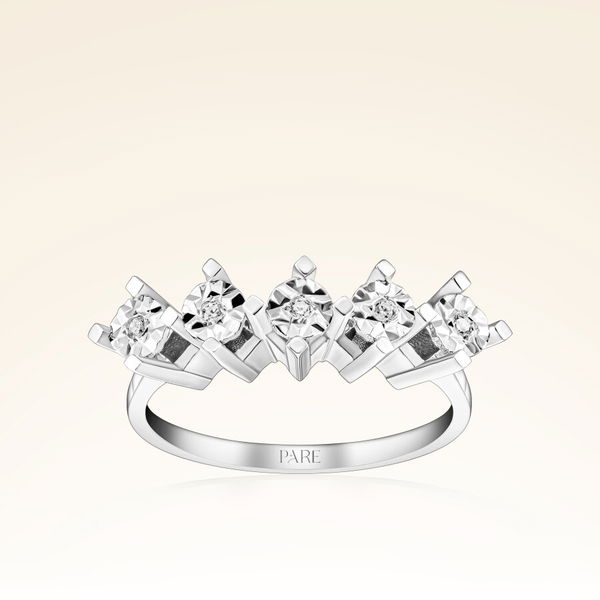 0,12 Karat Efektli Beştaş Pırlanta Yüzük - Pare Pırlanta