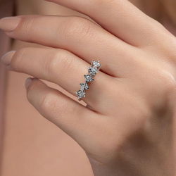 0,12 Karat Efektli Beştaş Pırlanta Yüzük - PR00982 - 4