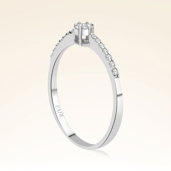 0,12 Karat Pırlanta Kolu Taşlı Coronet Yüzük - Pare Pırlanta