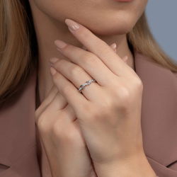 0,12 Karat Pırlanta Zincir Yüzük - 4