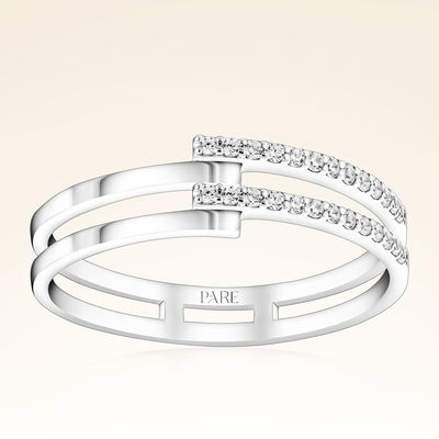 0,12 Karat Pırlanta İki Sıralı Yüzük - Pare Pırlanta