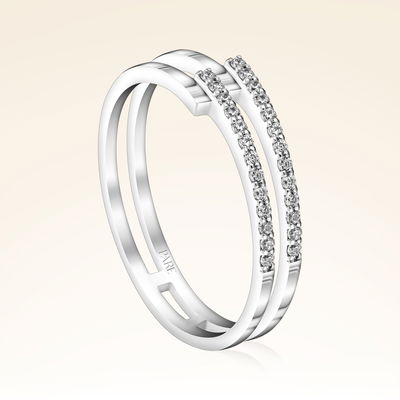 0,12 Karat Pırlanta İki Sıralı Yüzük - PR00421 - Pare Pırlanta