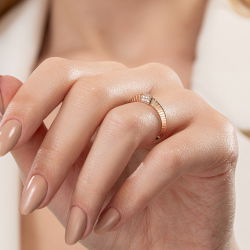 0,12 Karat Pırlanta Rose Trend Yüzük - 5