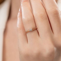 0,12 Karat Minimal Pırlanta Yüzük - PR01135 - 4