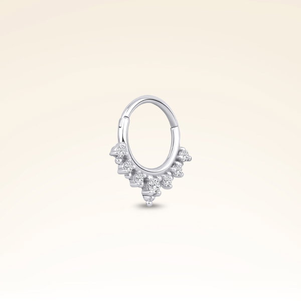 0,12 Karat Pırlanta Helix Taşlı Halka Piercing - Pare Pırlanta