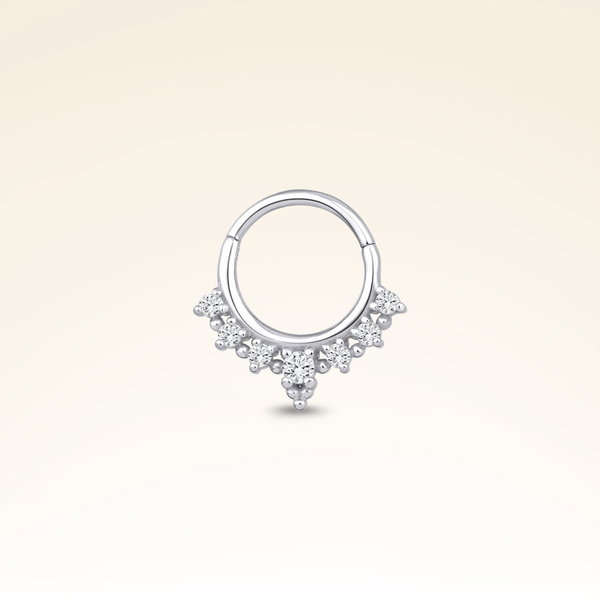 0,12 Karat Pırlanta Helix Taşlı Halka Piercing - Pare Pırlanta