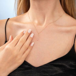 0,12 Karat Pırlantalı Rose Trend Kolye - 2