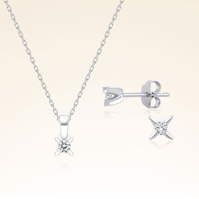 0,12 Karat Pırlantalı Tektaş Set - Pare Pırlanta