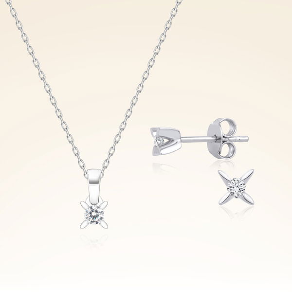 0,12 Karat Pırlantalı Tektaş Set - Pare Pırlanta