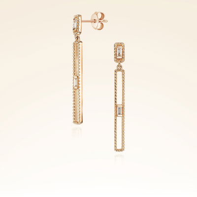 0,13 Karat Baget Pırlanta Küpe - Pare Pırlanta