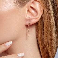 0,13 Karat Baget Pırlanta Küpe - 2