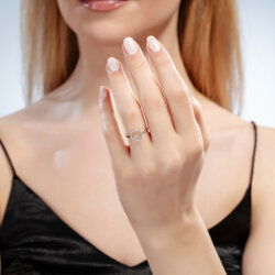 0,13 Karat Pırlanta Yuvarlak Baget Taşlı Yüzük - 3