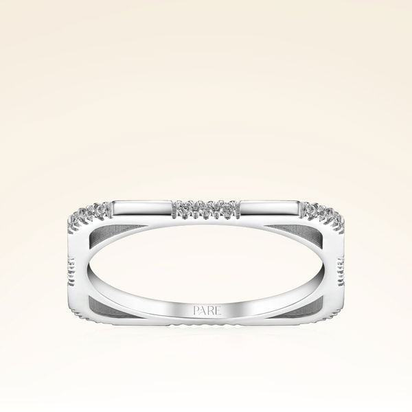 0,13 Karat Pırlantalı Kare Trend Yüzük - Pare Pırlanta