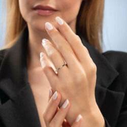 0,13 Karat Pırlantalı Kare Trend Yüzük - 3