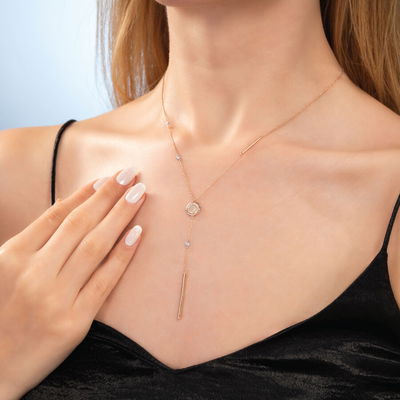 0,13 Karat Pırlantalı Rose Trend Kolye - Pare Pırlanta