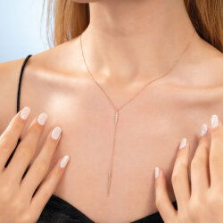 0,13 Karat Pırlantalı Rose Trend Kolye - 2