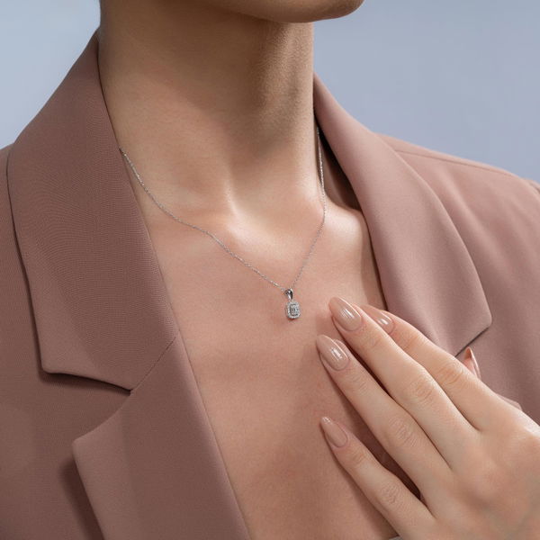 0,14 Karat Baget Pırlanta Kolye - Pare Pırlanta