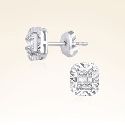 0,14 Karat Efektli Baget Pırlanta Küpe - Pare Pırlanta