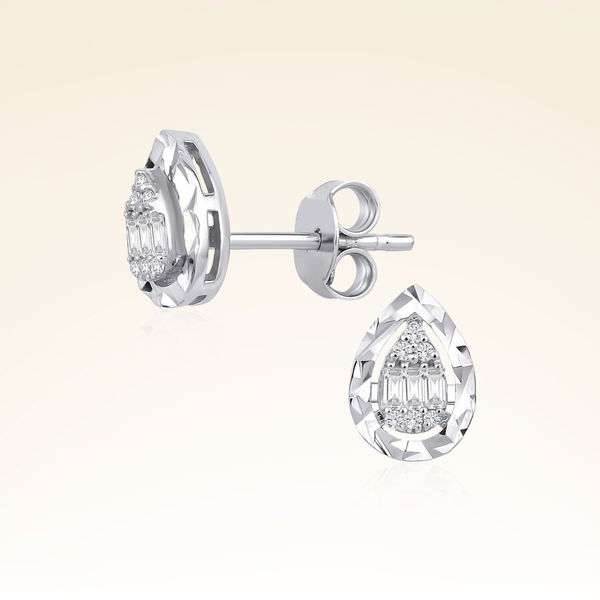 0,14 Karat Efektli Baget Pırlanta Küpe - Pare Pırlanta