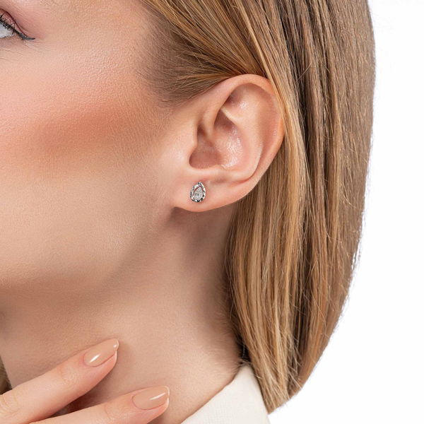 0,14 Karat Efektli Baget Pırlanta Küpe - Pare Pırlanta