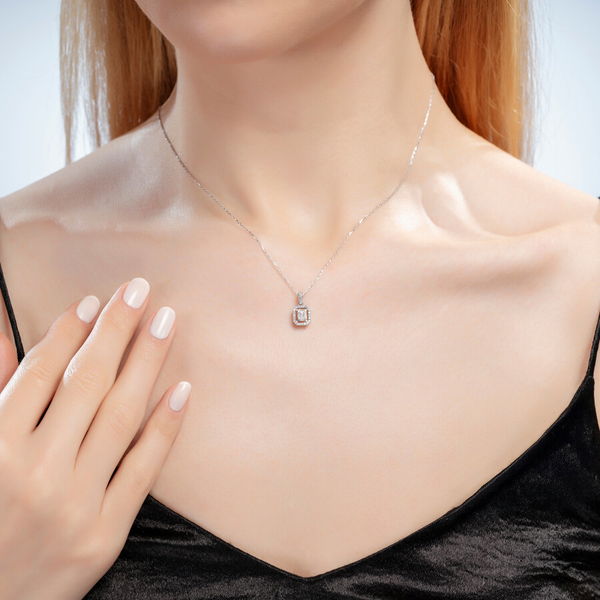 0,15 Karat Baget Pırlanta Kolye - Pare Pırlanta