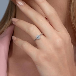 0,15 Karat Baget Pırlanta Yüzük - 4