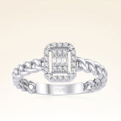 0,15 Karat Baget Pırlanta Yüzük - 1