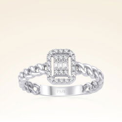 0,15 Karat Baget Pırlanta Yüzük - 1